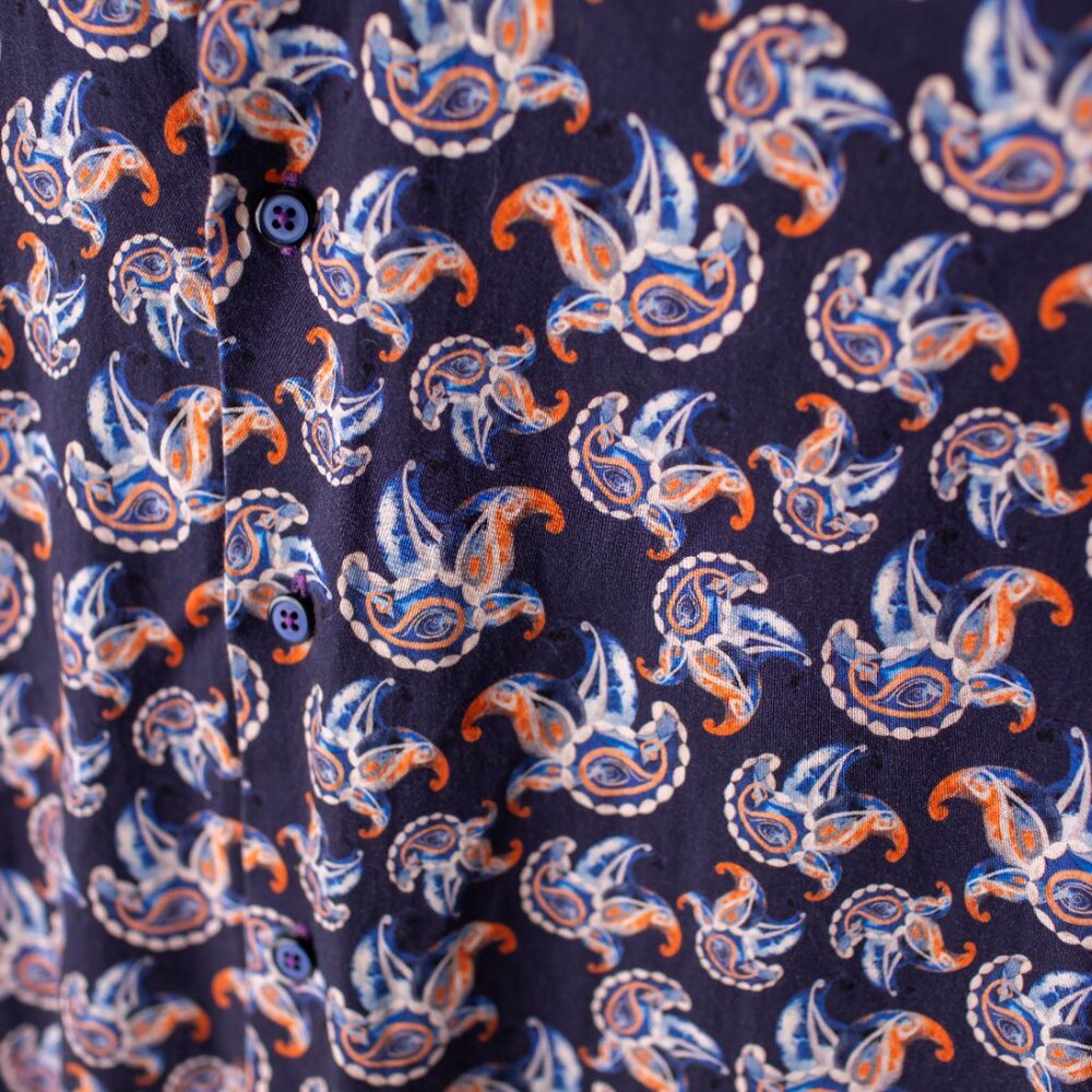 Visconti Black Paisley Long-Sleeve Button-Down Shirt Men's Large - Picture 4 of 9